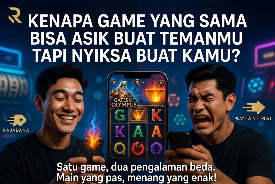Dua pemain dengan ekspresi berbeda main game slot yang sama